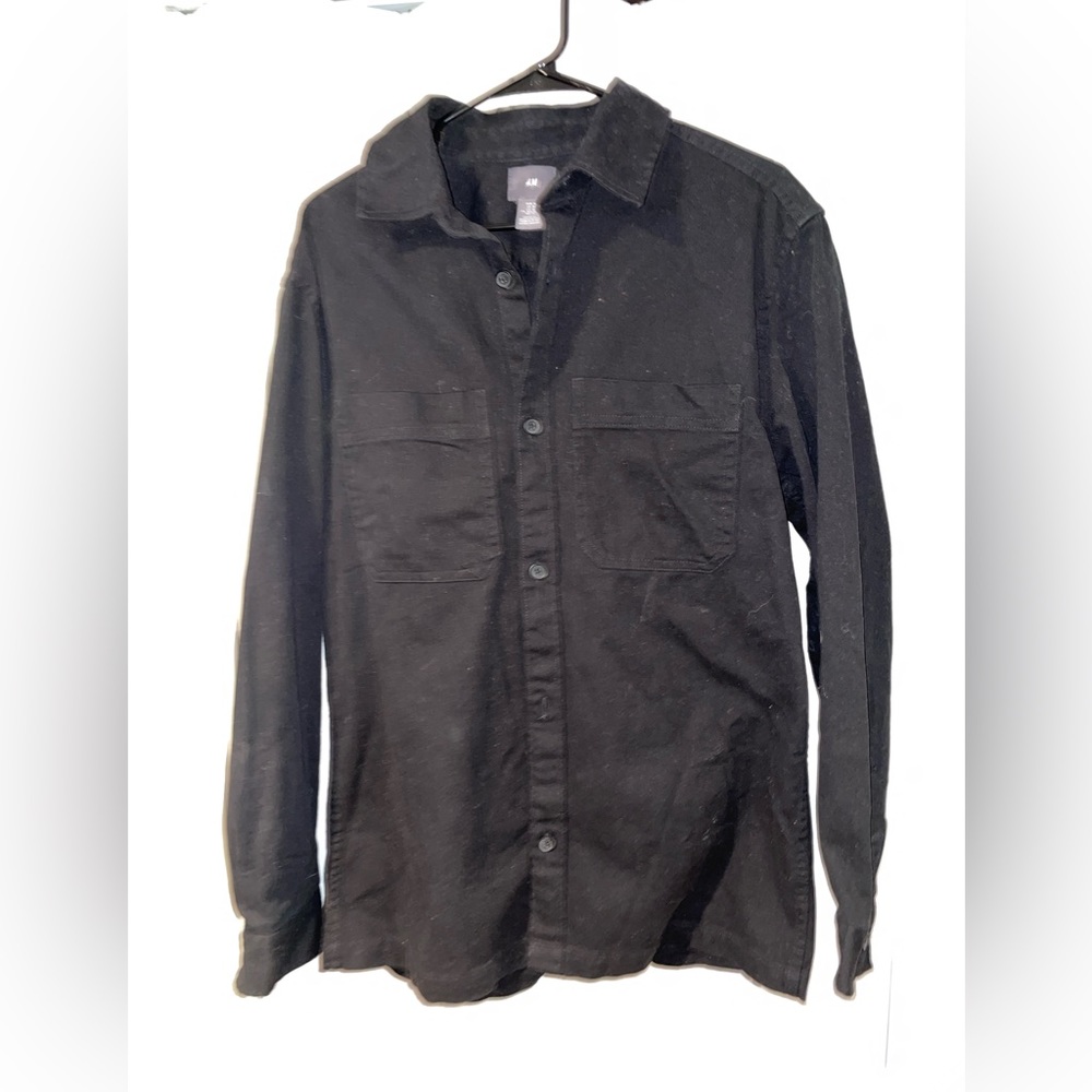 H&M black corduroy shirt, size medium